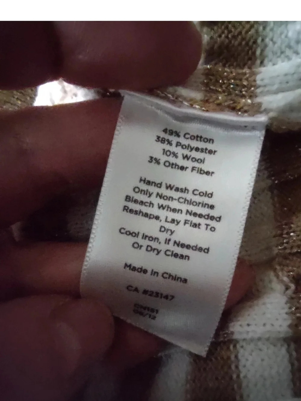 Talbots Metallic Striped Crewneck Sweater Cream and Tan / Gold